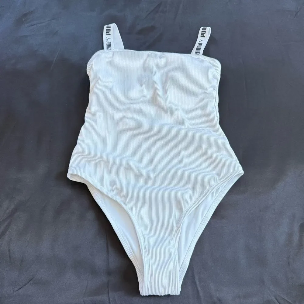 Puma Women's Swimsuit One Piece Off‎ White Size Large Ivory